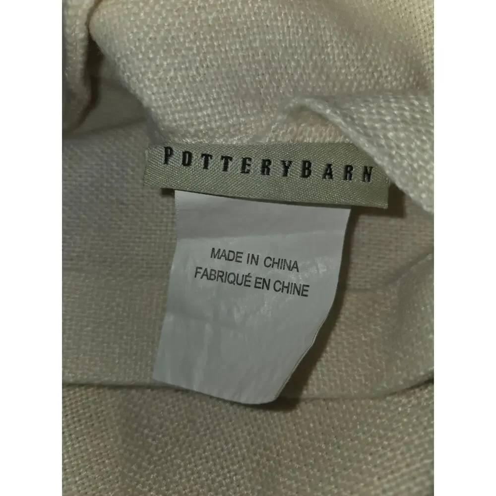 Pottery Barn Textured Linen Big Button 18x18 Ivory Cream Neutral Pillow Cover 1